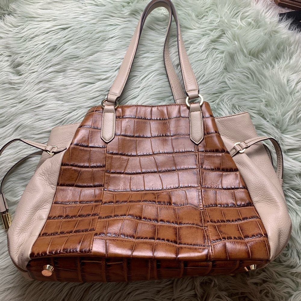 G.I.L.I. Brown Reptile Emboss & Tan Leather Tote